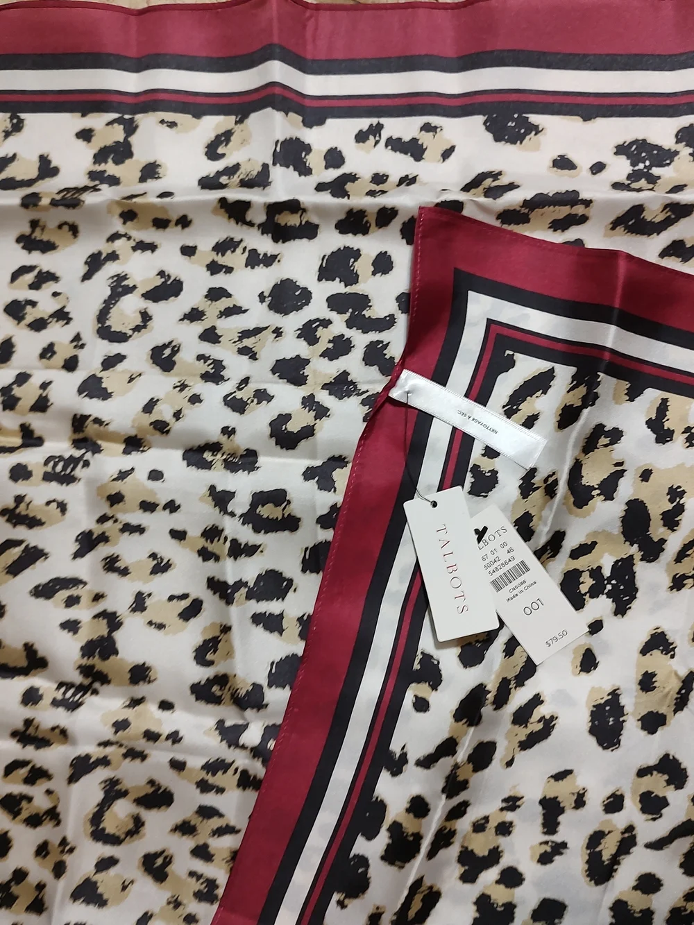 Talbots Leopard Print Silk Scarf MWT